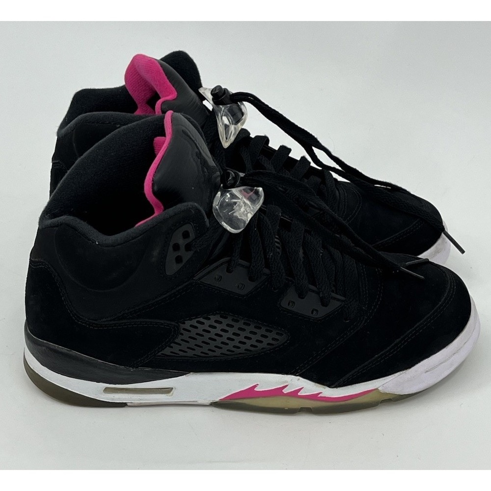 Nike Air Jordan 5 Retro Sneaker GS 440892-029 Black Deadly Pink Size 7Y Womens 8